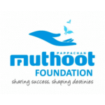 Muthoot Foundation logo with hand and butterflies, sharing success, shaping destinies