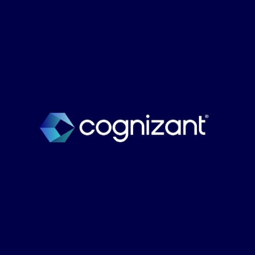 Cognizant logo with geometric blue design and white text