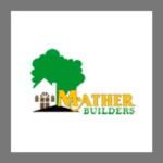 Mather Builders logo with a house and tree