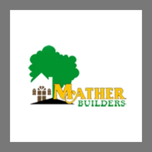 Mather Builders logo with a house and tree