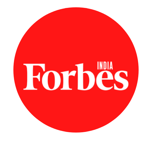 Forbes India logo featuring bold white text on a vibrant red circular background.