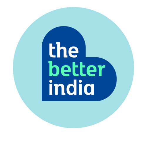 Logo of The Better India, featuring a heart shape and promoting positive change in India.